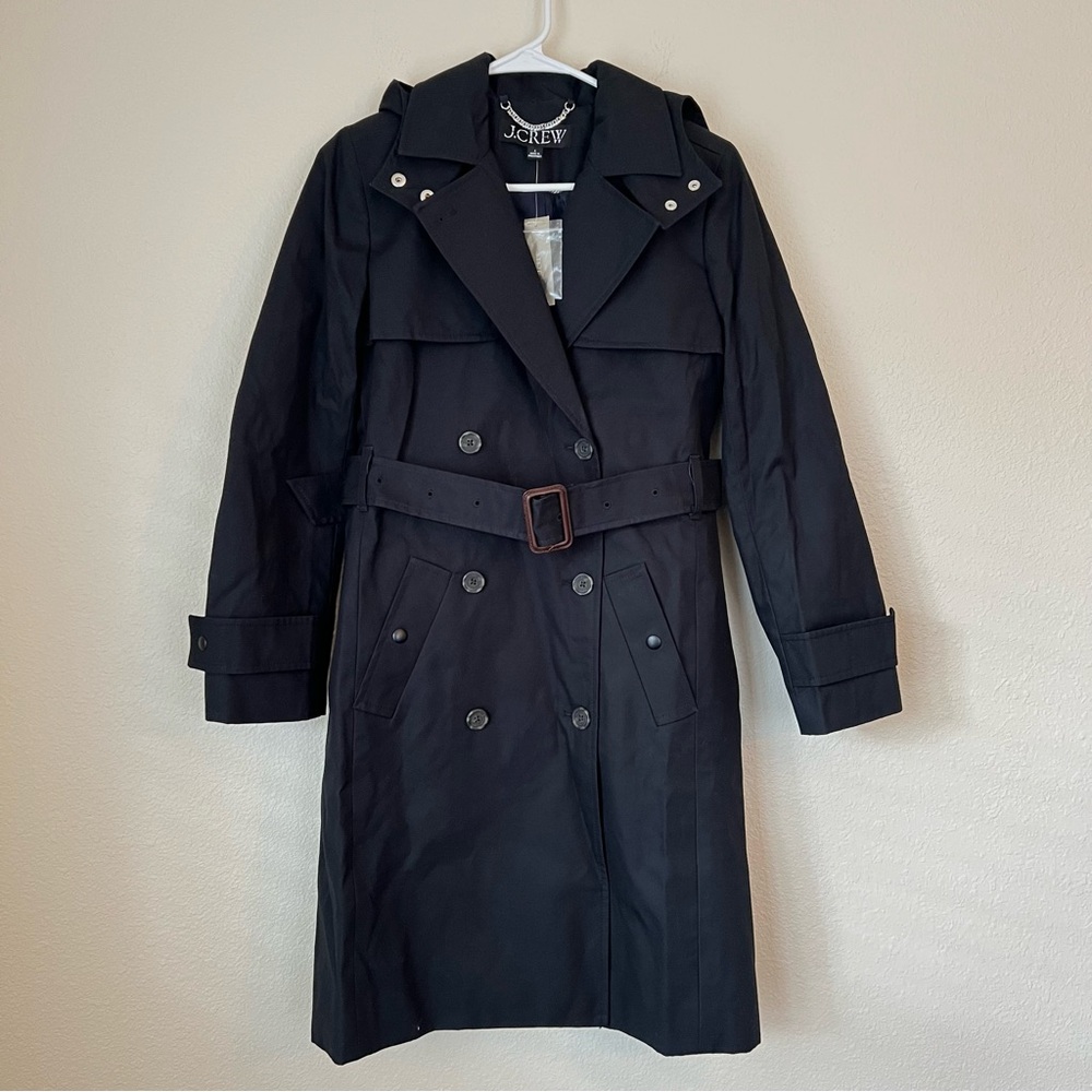 J. Crew Icon Trench Coat in Black Size 2 NWT - Picture 7 of 14
